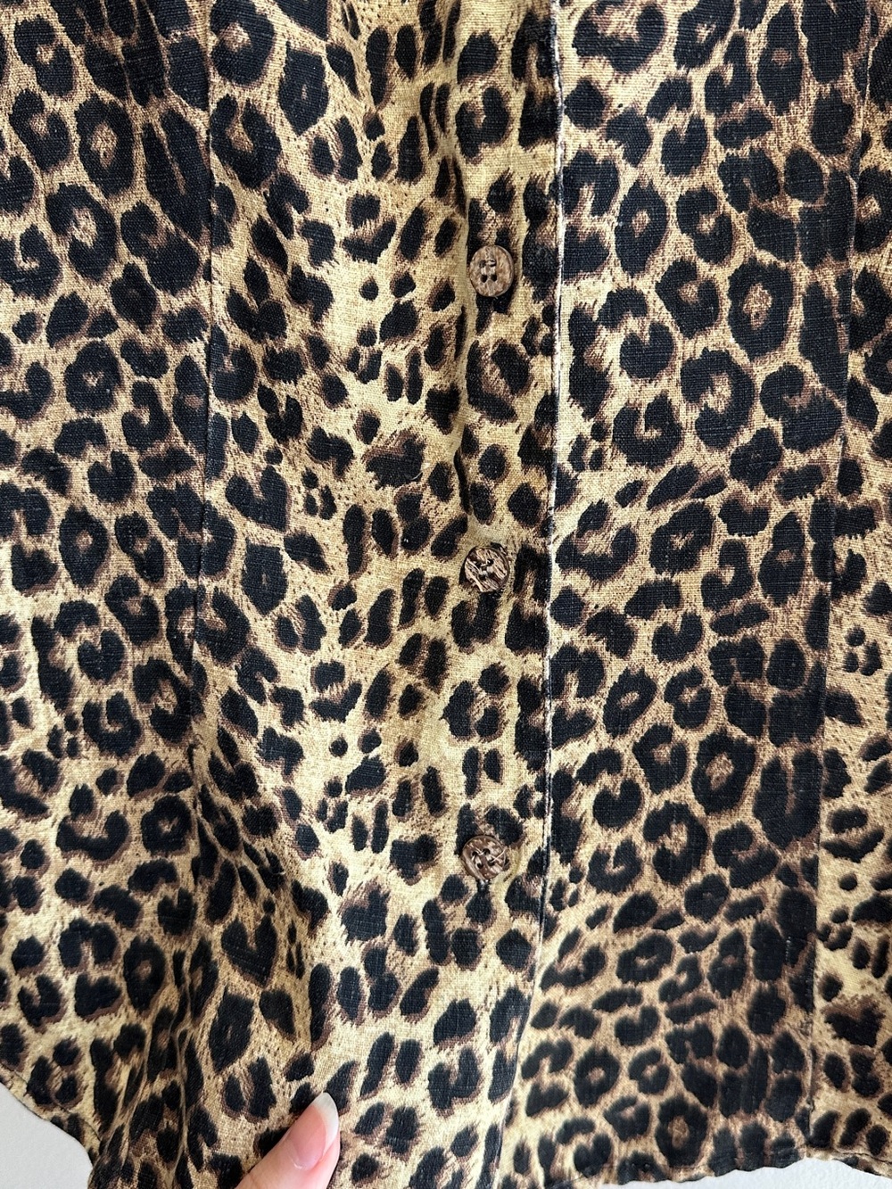 David Brooks Women’s Linen-Cotton Blend Cheetah Print Button Down Shirt, Size 4 - Picture 6 of 16
